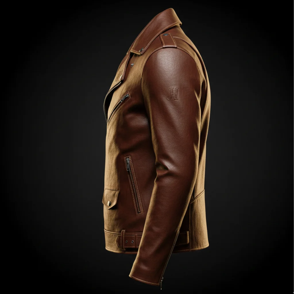 JH Noir Leather Jacket (Brown) - Image 2